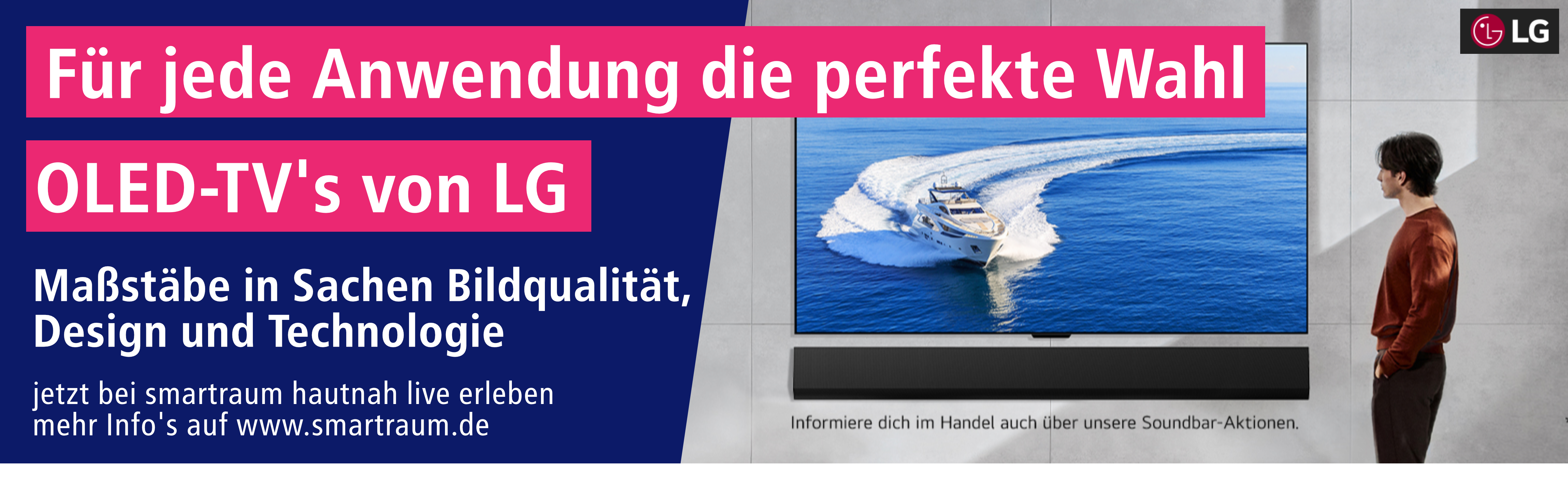 Webshop Banner LG 2025 Image OLED 4800x1480 Für jede Anwendung die perfekte Wahl - OLED-TV's von LG