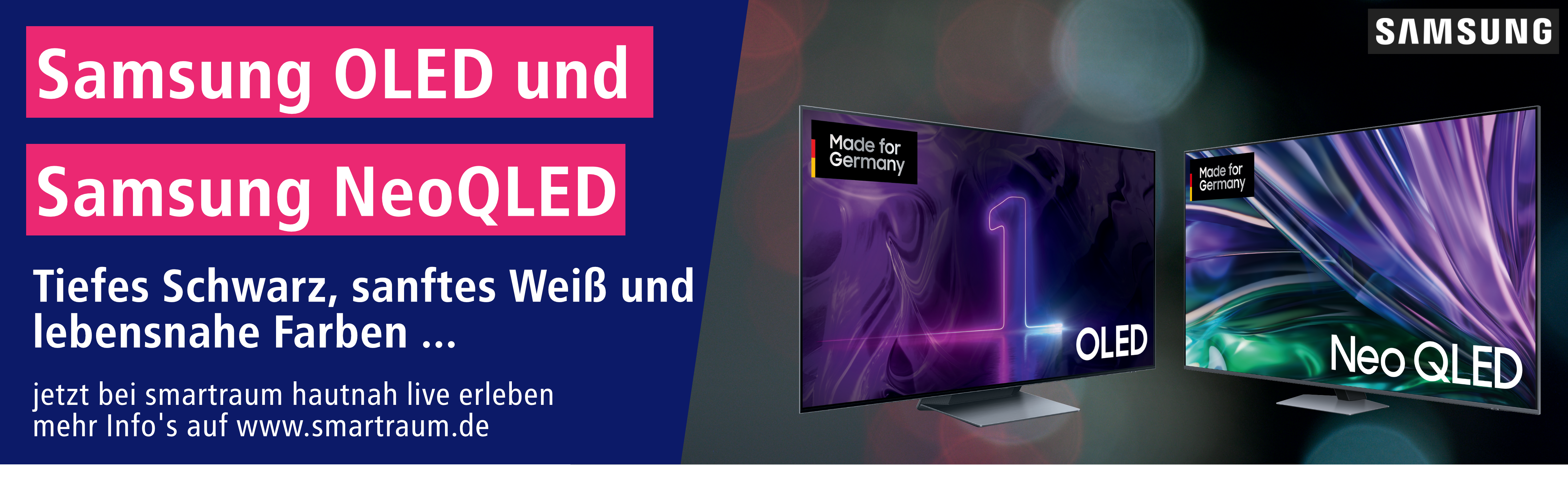 Webshop Banner Samsung 2025 Image OLED NeoQLED 4800x1480 Samsung OLED und NeoQLED